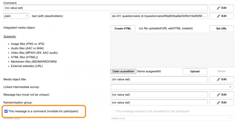 example for the questionnaire command